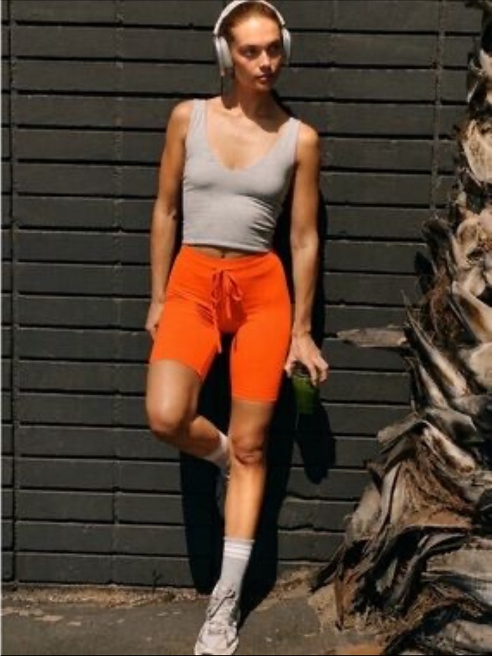 FP MOVEMENT - Flame Orange Drawstring Biker Short 6” NWOT